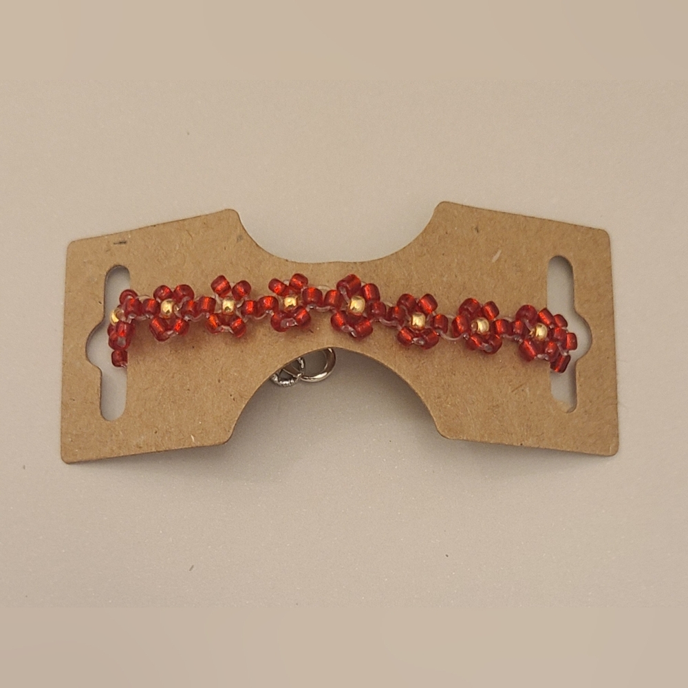 Red & gold flower bracelet